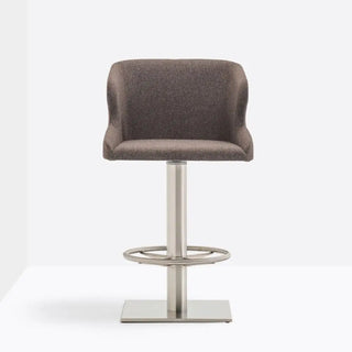 Pedrali Leila 687 swivel upholstered stool with round steel base Brushed stainless steel AC Fabric G251 - Buy now on ShopDecor - Discover the best products by PEDRALI design
