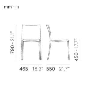 Pedrali Mya 700 polypropylene chair with steel frame