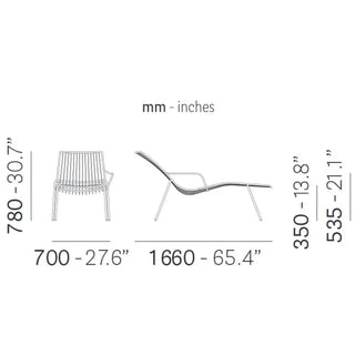 Pedrali Nolita Chaise-longue 3654 steel chair/deckchair