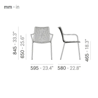 Pedrali Nolita 3656 steel armchair with high backrest