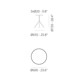 Pedrali Nolita 5453 steel table with 3-spokes base