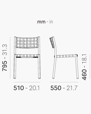 Pedrali Nuova Guinea 3630 aluminium chair with seat and backrest in polypropylene weave