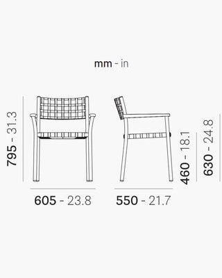 Pedrali Nuova Guinea 3635 aluminium armchair with seat and backrest in polypropylene weave