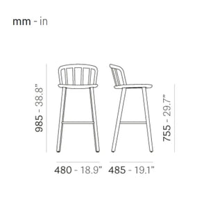 Pedrali Nym 2839 ash stool with stainless steel footrest