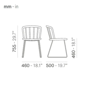 Pedrali Nym 2850 ash chair with steel sled base