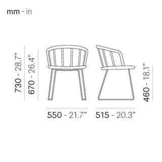 Pedrali Nym 2855 ash armchair with steel sled base