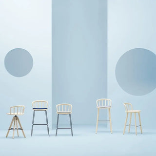 Pedrali Nym 2859 ash stool with steel sled base