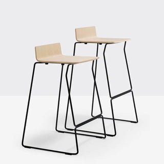 Pedrali Osaka Metal ash stool with steel sled base