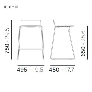Pedrali Osaka Metal ash stool with steel sled base