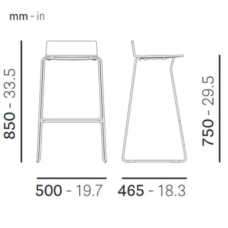 Pedrali Osaka Metal ash stool with steel sled base
