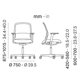 Pedrali Polar 3775 padded swivel chair with armrests and mesh backrest - Buy now on ShopDecor - Discover the best products by PEDRALI design