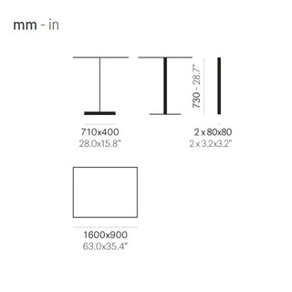 Pedrali Quadra 4560 rectangular table base 71x40 cm. - 27.95x15.75 in - Buy now on ShopDecor - Discover the best products by PEDRALI design