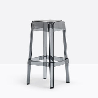 Pedrali Rubik 580 outdoor plastic stool with seat H.75 cm. Pedrali Transparent smoke grey FU - Buy now on ShopDecor - Discover the best products by PEDRALI design