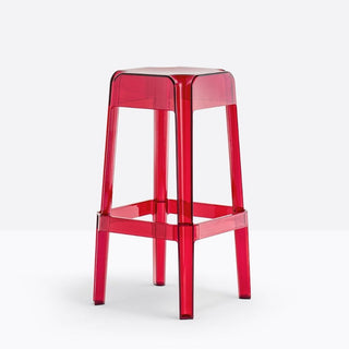 Pedrali Rubik 580 outdoor plastic stool with seat H.75 cm. Pedrali Transparent Red RT - Buy now on ShopDecor - Discover the best products by PEDRALI design