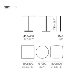 Pedrali Stylus 5400 table base with square base 45x45 cm. - 17.72x17.72 in. - Buy now on ShopDecor - Discover the best products by PEDRALI design