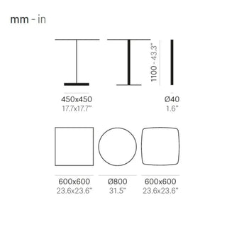 Pedrali Stylus 5404 high table base with square base 45x45 cm. - 17.72x17.72 in. - Buy now on ShopDecor - Discover the best products by PEDRALI design
