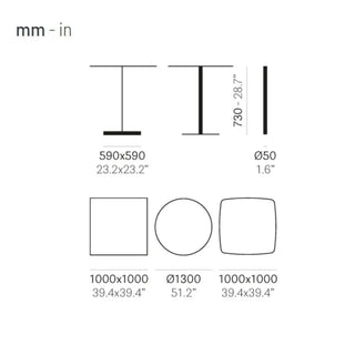 Pedrali Stylus 5410 table base with square base 59x59 cm. - 23.23x23.23 in. - Buy now on ShopDecor - Discover the best products by PEDRALI design