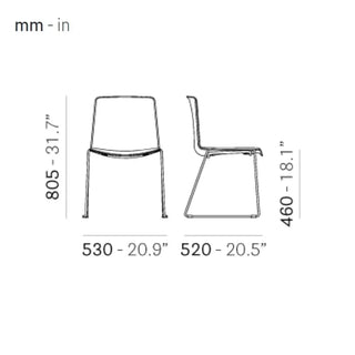 Pedrali Tweet 897 chair with polypropylene shell and steel sled frame