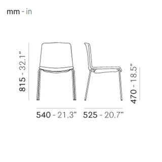 Pedrali Tweet Soft 890/2 chair with upholstered shell and steel legs