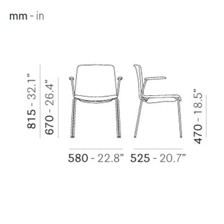 Pedrali Tweet Soft 895/2 armchair with upholstered shell and steel legs