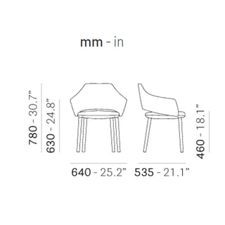 Pedrali Vic 645 upholstered armchair with ash legs