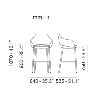 Pedrali Vic Metal upholstered lounge stool with steel legs