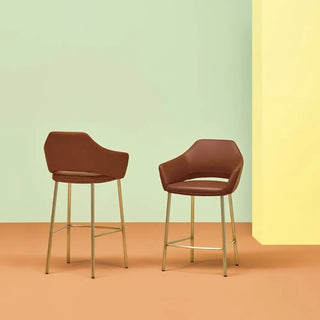 Pedrali Vic Metal upholstered lounge stool with steel legs