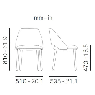 Pedrali Vic Metal 657 upholstered chair with steel legs