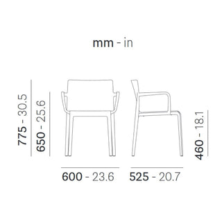 Pedrali Volt 675 polypropylene chair with armrests for outdoor use - Buy now on ShopDecor - Discover the best products by PEDRALI design