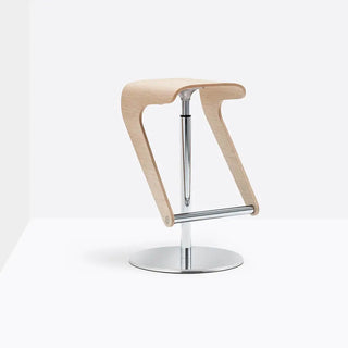 Pedrali Woody 495 stool with adjustable oak seat and steel base