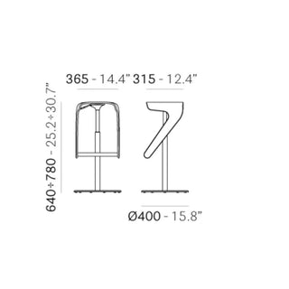 Pedrali Woody 495 stool with adjustable oak seat and steel base