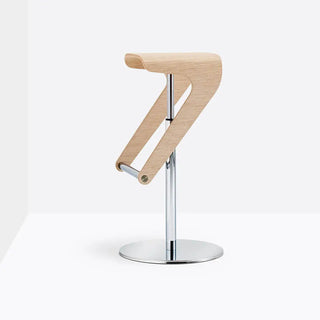 Pedrali Woody 495 stool with adjustable oak seat and steel base