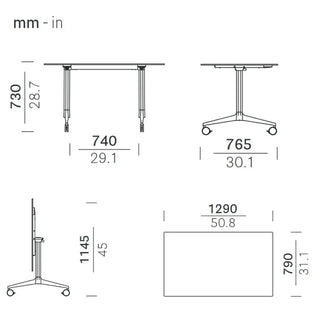 Pedrali Ypsilon Tilting TYT tilting table with solid laminate top