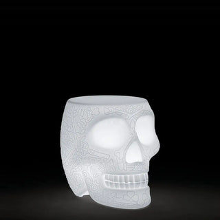 Qeeboo Mexico stool and sidetable in the shape of a skull outdoor LED - Buy now on ShopDecor - Discover the best products by QEEBOO design