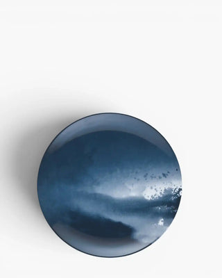 Raynaud Abysses coupe dinner plate in Limoges porcelain with blue decoration