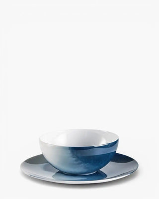 Raynaud Abysses tea cup with saucer in Limoges porcelain with blue decoration