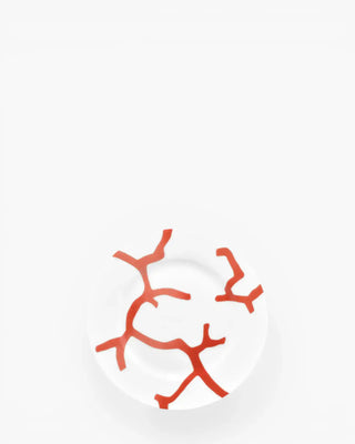 Raynaud Cristobal rim dessert plate in Limoges porcelain with full coral decoration