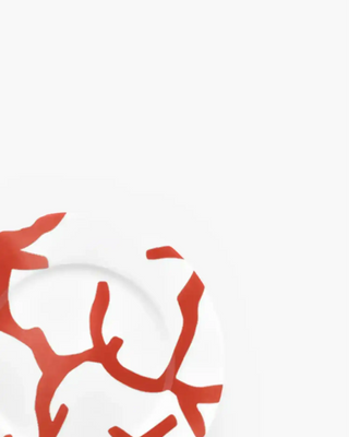 Raynaud Cristobal rim dessert plate in Limoges porcelain with full coral decoration
