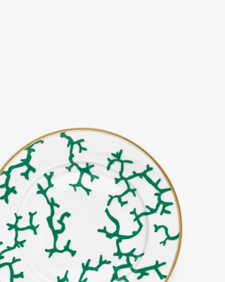 Raynaud Cristobal rim presentation plate in Limoges porcelain with full coral decoration