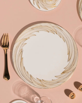 Raynaud Phénix coupe dinner plate in Limoges porcelain with gold decoration