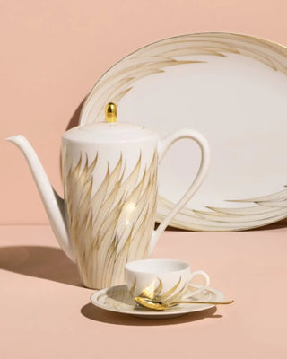 Raynaud Phénix coffee cup with saucer in Limoges porcelain with gold decoration