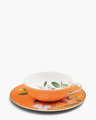 Raynaud Trésor Fleuri tea cup with saucer in Limoges porcelain with coloured decoration
