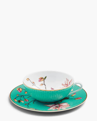 Raynaud Trésor Fleuri tea cup with saucer in Limoges porcelain with coloured decoration