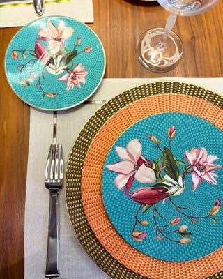 Raynaud Trésor Fleuri coupe dinner plate in Limoges porcelain with coloured decoration