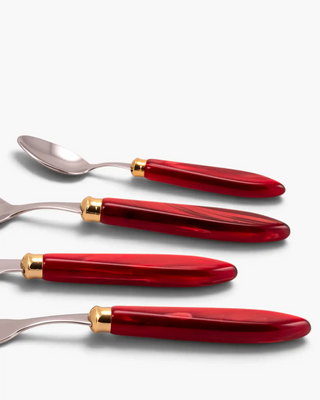Rivadossi Sandro | Agata Decò polished stainless steel cutlery set with PMMA handle and gold ring - Buy now on ShopDecor - Discover the best products by RIVADOSSI SANDRO design