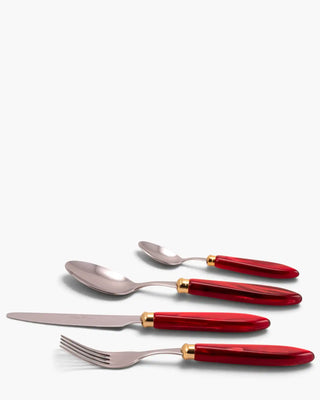 Rivadossi Sandro | Agata Decò polished stainless steel cutlery set with PMMA handle and gold ring Bordeaux 08 Set 24 - Buy now on ShopDecor - Discover the best products by RIVADOSSI SANDRO design