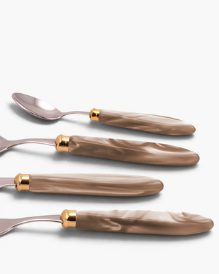 Rivadossi Sandro | Agata Decò polished stainless steel cutlery set with PMMA handle and gold ring - Buy now on ShopDecor - Discover the best products by RIVADOSSI SANDRO design