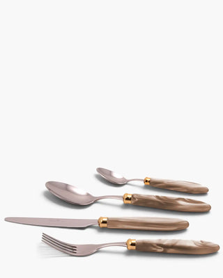 Rivadossi Sandro | Agata Decò polished stainless steel cutlery set with PMMA handle and gold ring Champagne 02 Set 24 - Buy now on ShopDecor - Discover the best products by RIVADOSSI SANDRO design