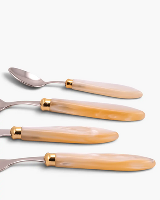 Rivadossi Sandro | Agata Decò polished stainless steel cutlery set with PMMA handle and gold ring - Buy now on ShopDecor - Discover the best products by RIVADOSSI SANDRO design