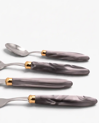 Rivadossi Sandro | Agata Decò polished stainless steel cutlery set with PMMA handle and gold ring - Buy now on ShopDecor - Discover the best products by RIVADOSSI SANDRO design